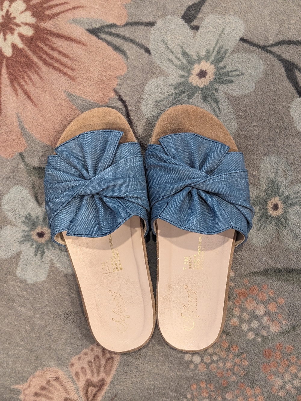 Sofwear By BEACON Denim Blue Knot Slide Sandals - Women